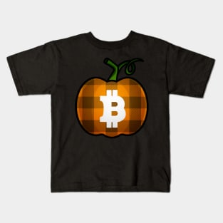 Bitcoin Plaid Pumpkin Kids T-Shirt